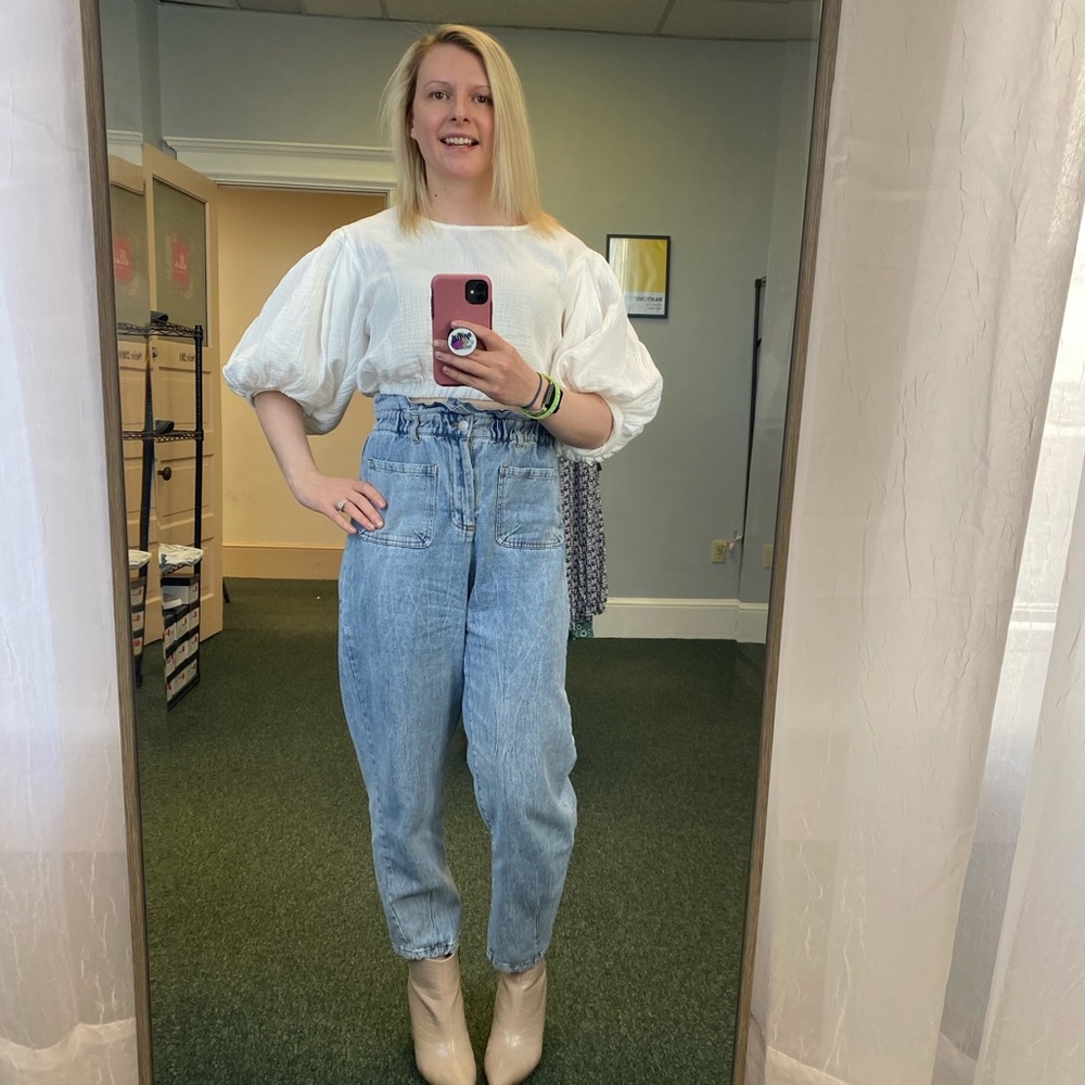 High Waisted Paper Bag Jeans - NWT - Picture 6 of 7